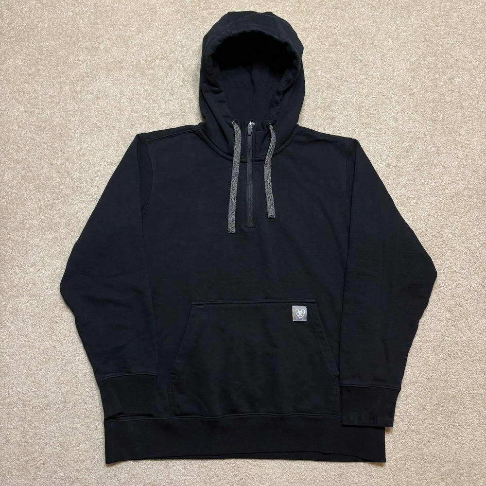 Ariat Rebar SkillSet Hoodie Sweatshirt Mens Large Black 1/2 Zip Fleece Workwear